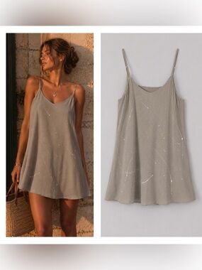 Addie Paint Splatter Swing Tank Dress Large Bohemian Coastal Romantic Feminine